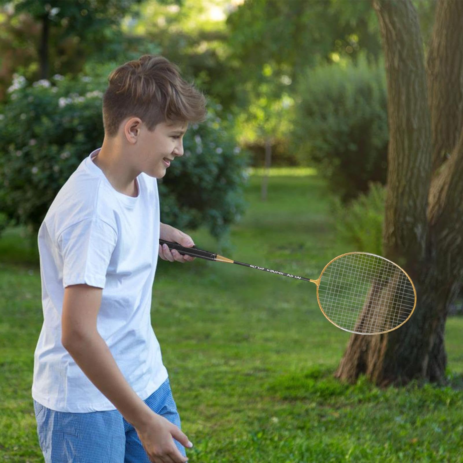 Juego de Raquetas de Bádminton - Combo de Raqueta de Fibra de Carbono, Par de murciélagos de mango ligero | Torneo Play Net Game Kit, Baggle de Bolsas de volón