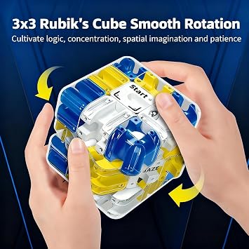 Romanvic Cube 3D Labyrinth Throws Large Labyrinth Ball 3D Puzzles Toy Interactive Practical Brain Training Toy Stress Relief for Classrooms Family Reunions Schools Parties