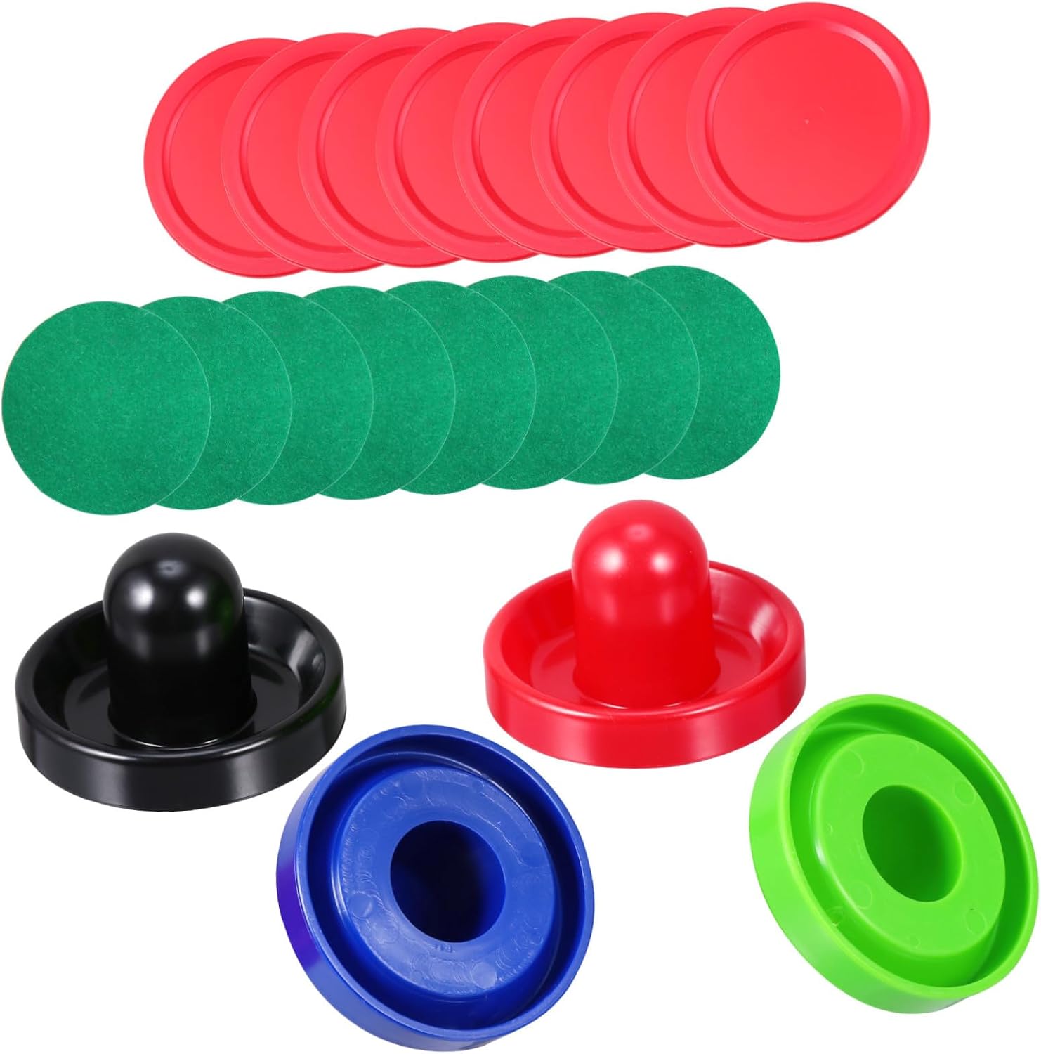 Air Hockey Pucks and Pushers Replacement Accessories with Thick Felt Pads Lightweight Sturdy Strikers for Table Game Comfortable Grip Family Fun Sports Equipment