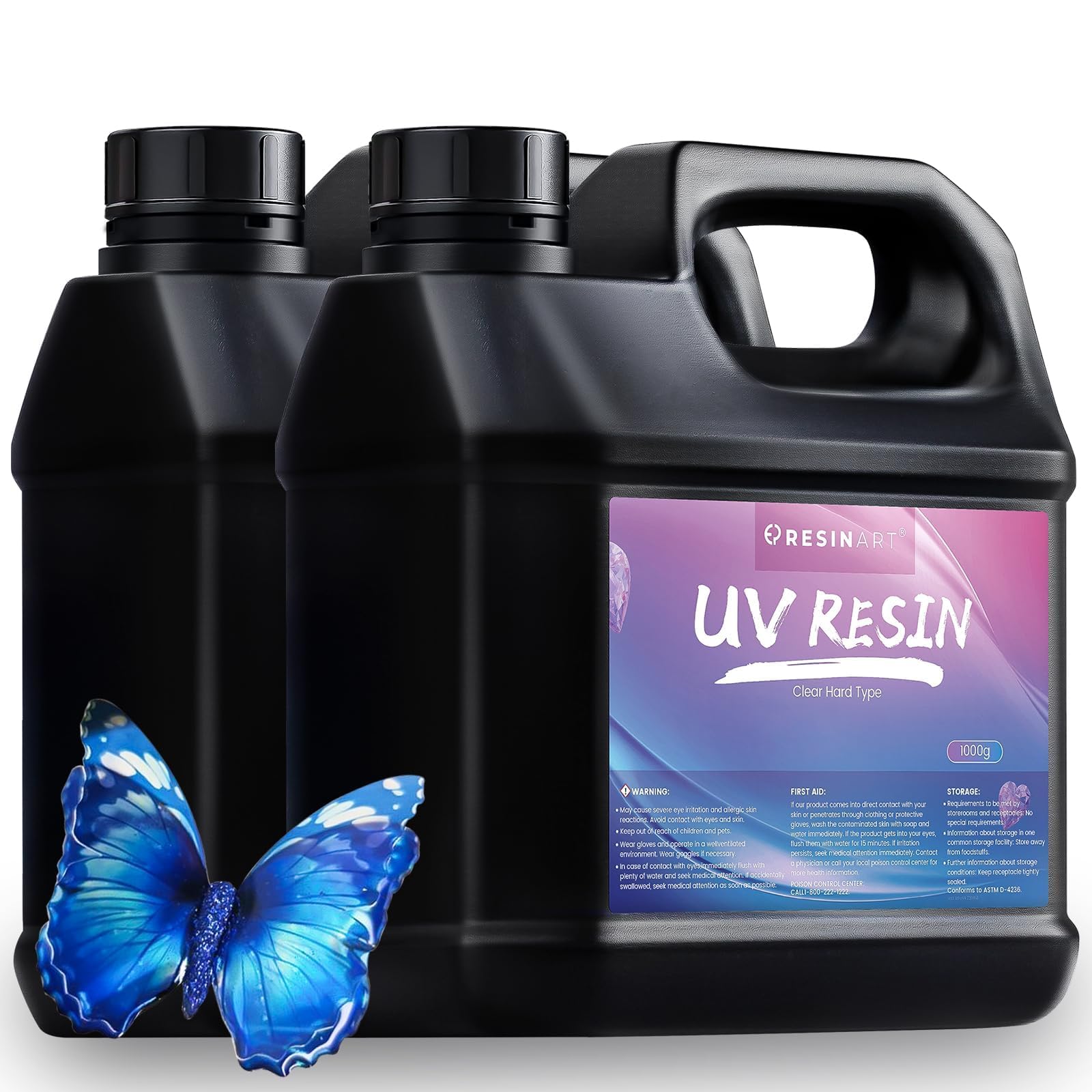 UV Resin 2000g, Crystal Clear Hard Ultraviolet Epoxy Resin Glue, Low Odor Transparent Solar Cure Sunlight Activated Resin for Jewelry Making, DIY Craft Decoration, Mold, Casting and Coating