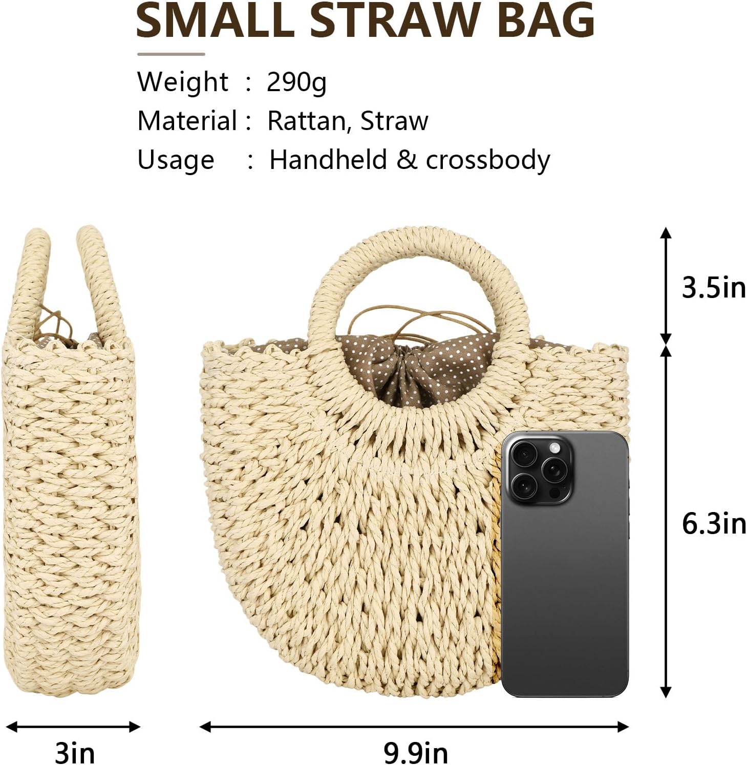 FENBEN Straw Hobo Bags for Women Small Crossbody Bag Beach Purse Weave Shoulder Handbag Rattan - Image 5