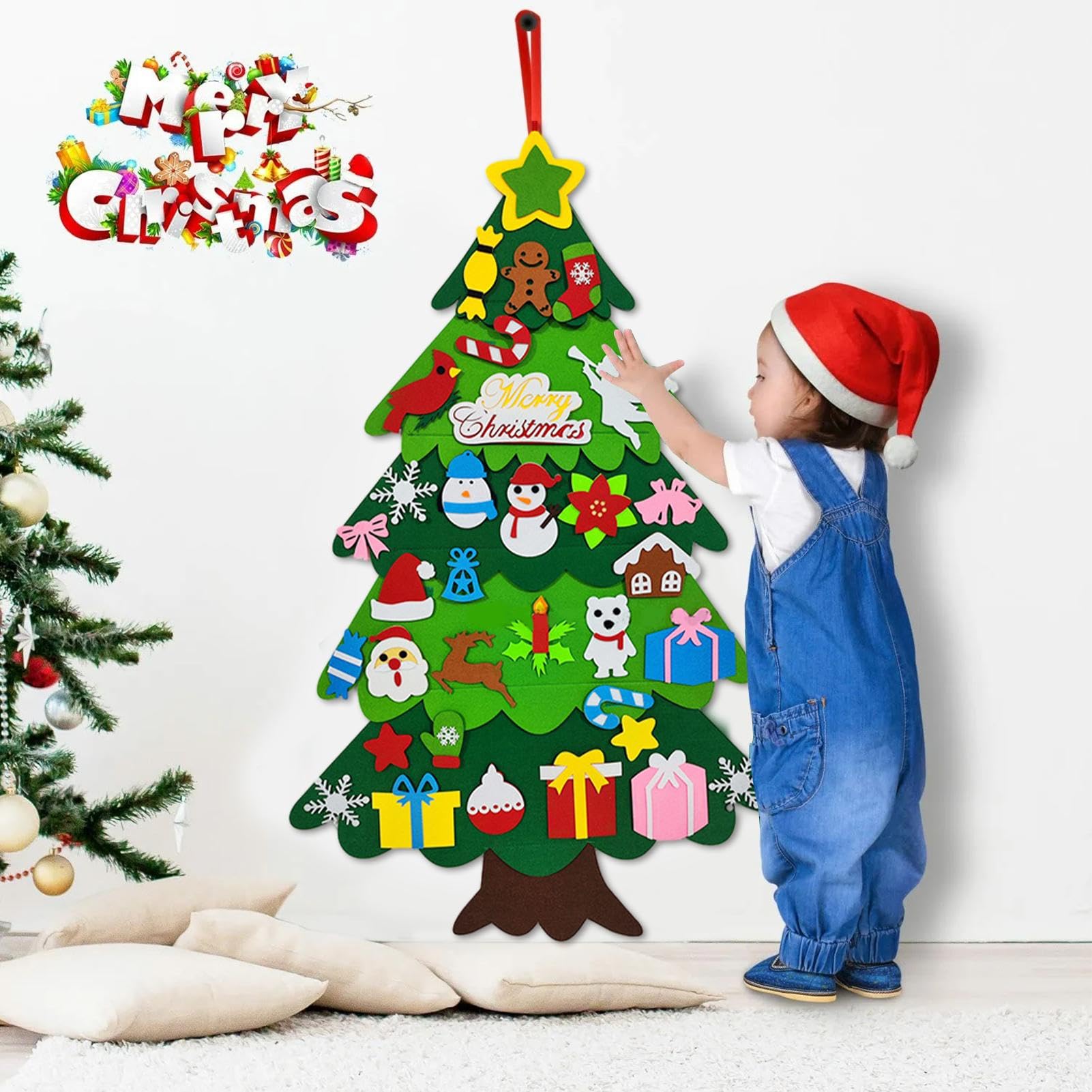 フェルトオーナメント付きクリスマスツリー クリスマス オーナメント フェルト クリスマスツリー / オリーブ