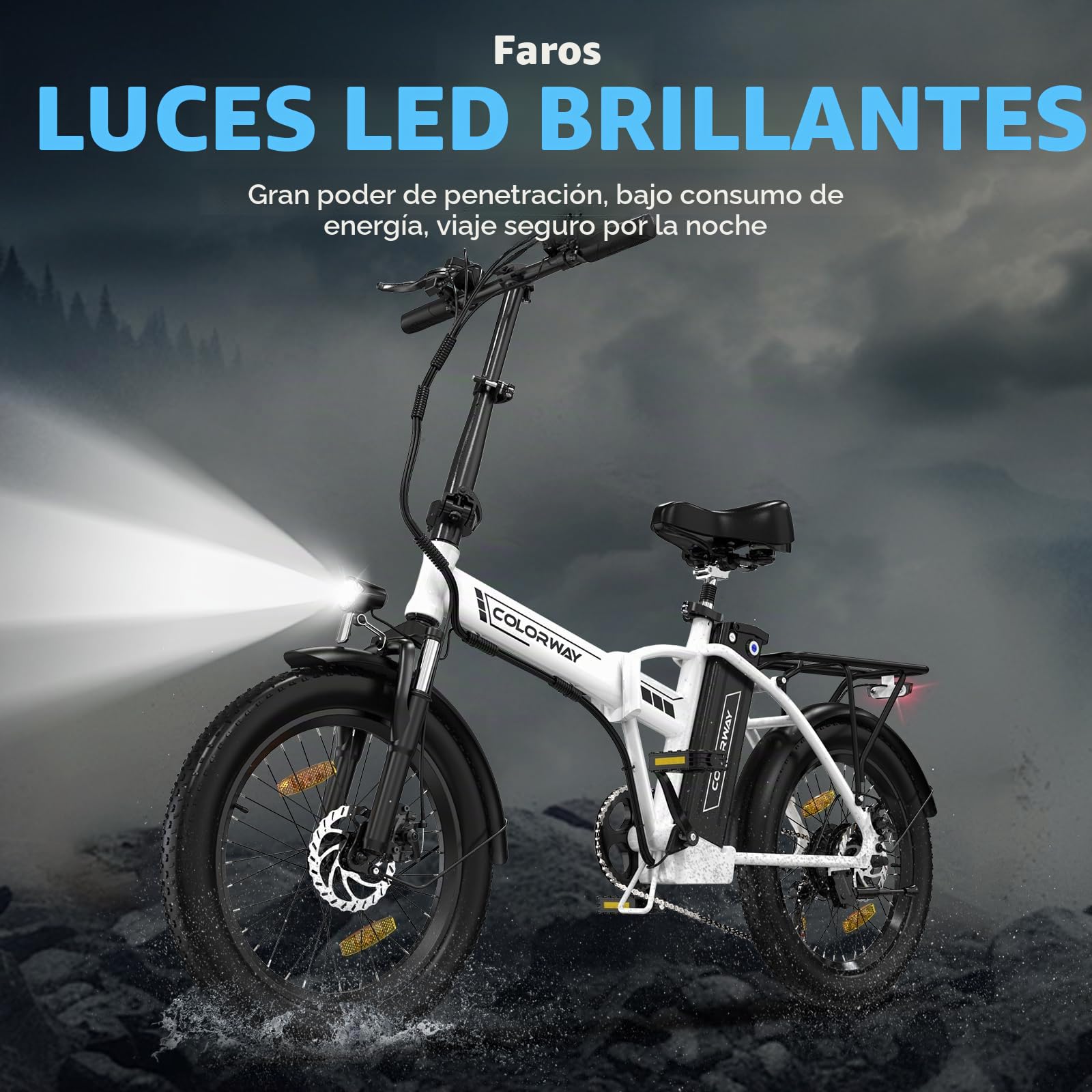 COLORWAY BK11M Bicicleta Eléctrica Plegable 20"×3.0, Motor 250W, Batería Extraíble 36V 12Ah, Cambio 7 Velocidades, Autonomía hasta 90 km, Frenos de Disco, E-Bike Urbana para Adultos