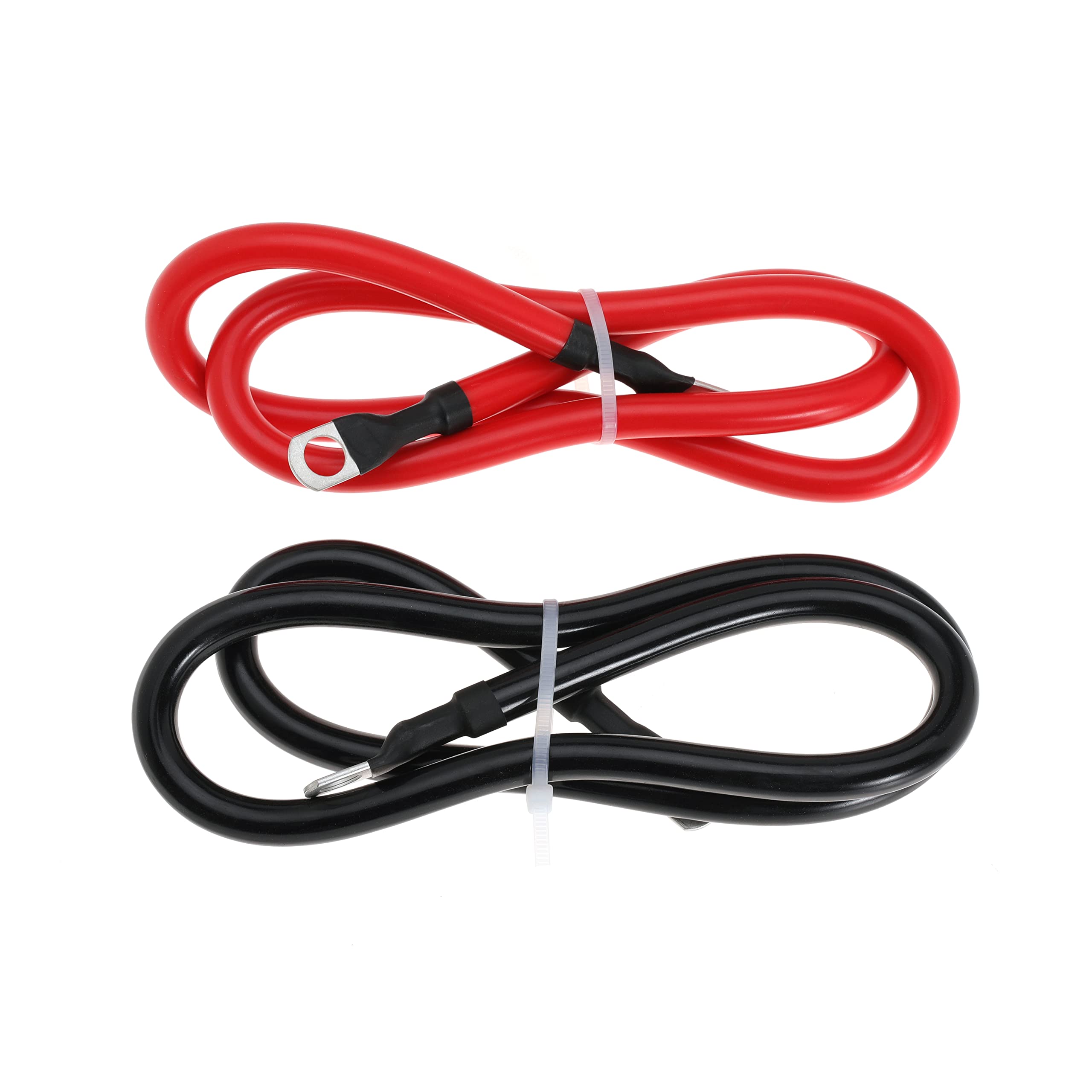 Cavi inverter in rame con calibro 4 AWG, con alette da 0,9 cm su entrambe le estremità, per auto, barca, camper, auto, moto, rosso e nero (0,9 m)