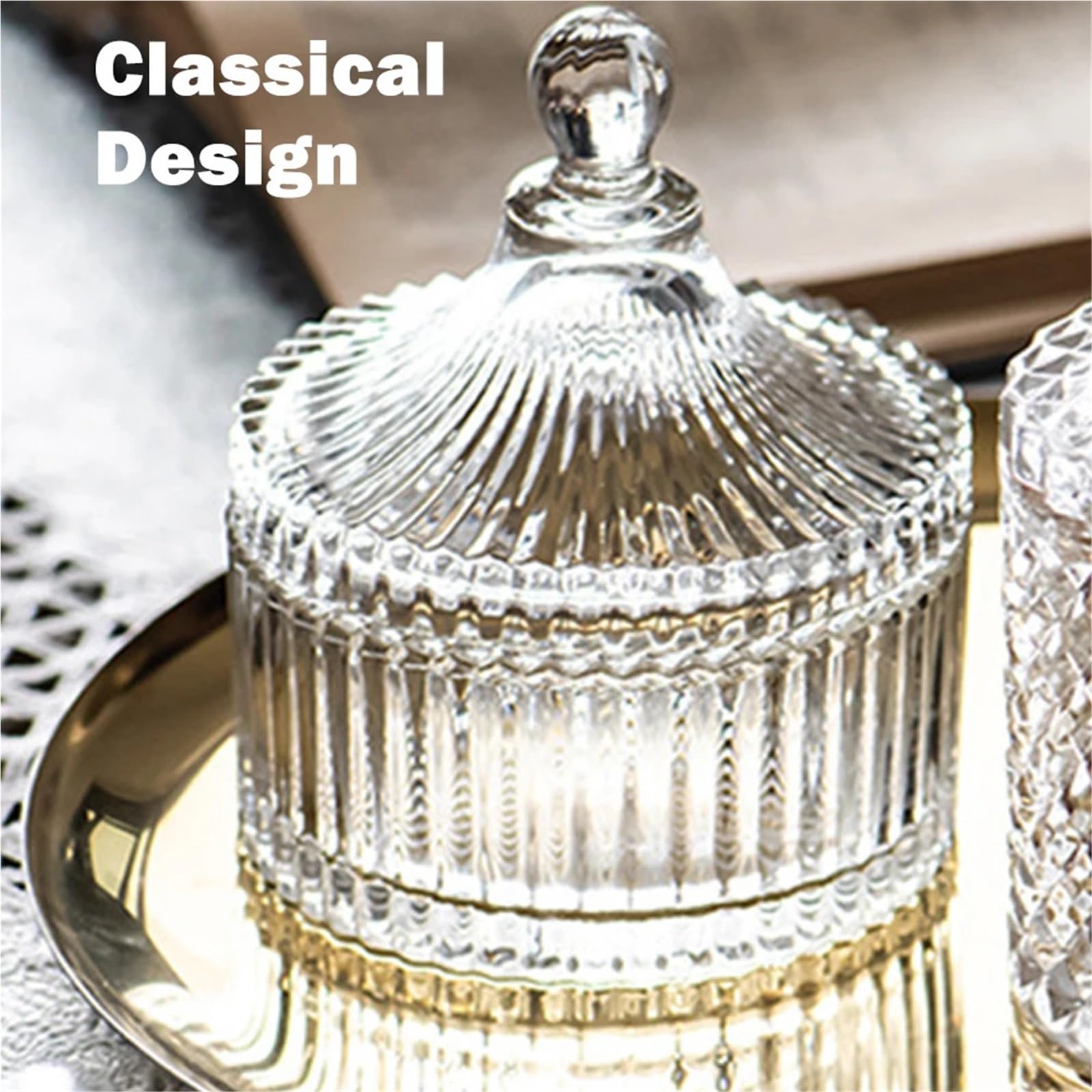 Tarro De Caramelos Tarro de Cristal for Almacenamiento de Dulces, Recipiente de Cristal con Tapa, Platos Dulces, joyería, azúcar, decoración Interior del hogar, 300ml para Guardar Caramelos