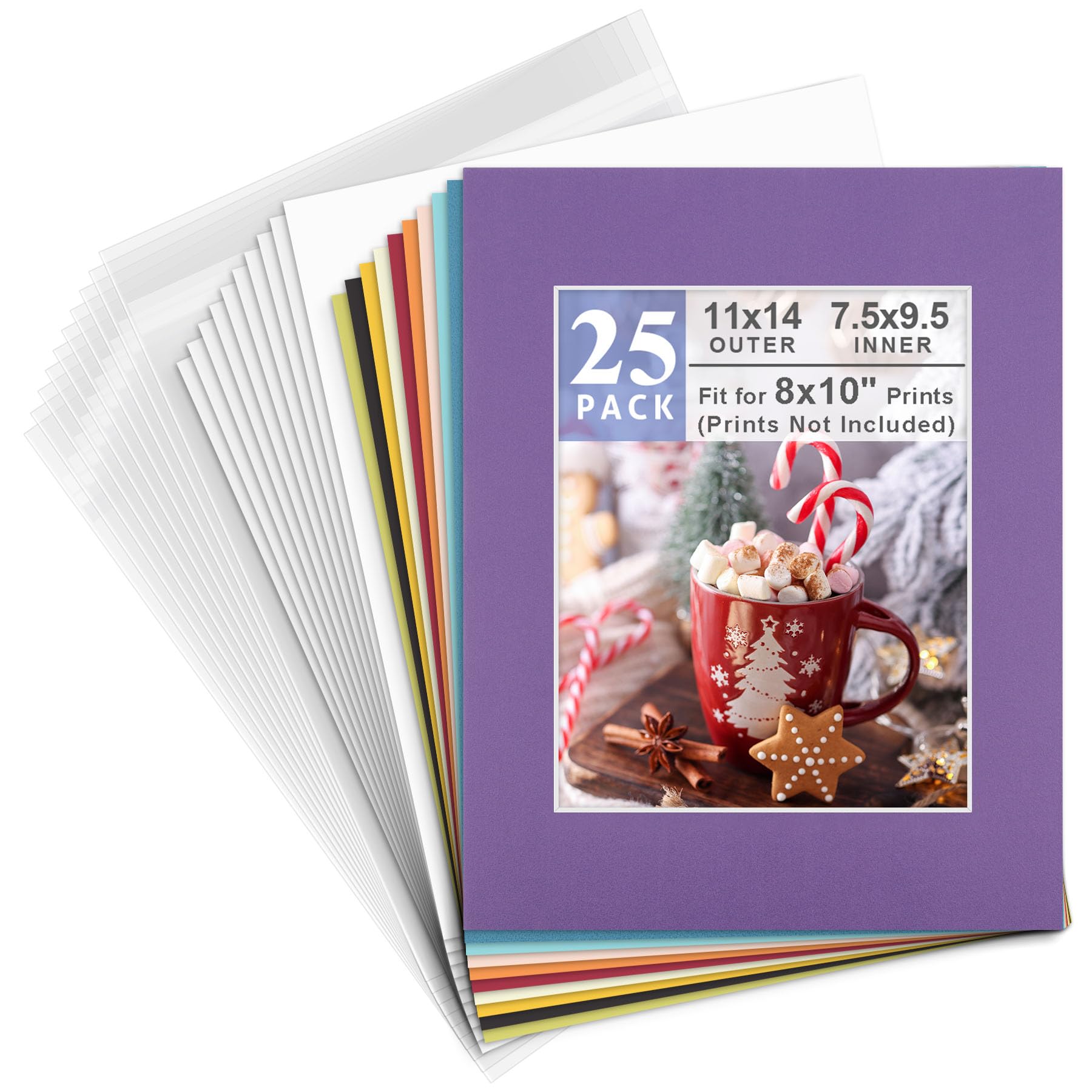 Golden State Art 11x14 Pack of 25 Mixed Colors Complete Set with White Core