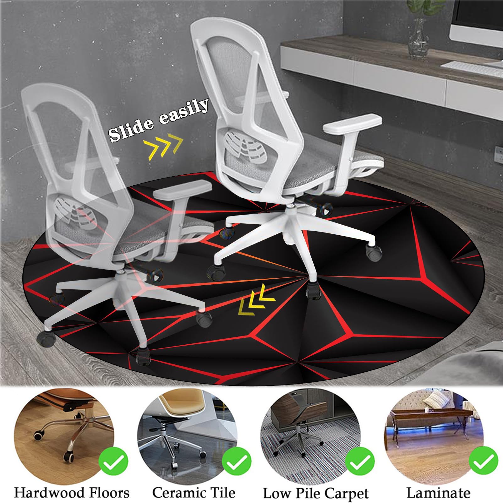 Tapete de escritorio para suelos de madera dura, tapete resistente para silla de oficina para suelos de pelo bajo, tapete grueso para silla de juegos, tapete protector de alfombra para parquet