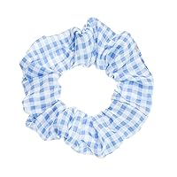 Vista 8 de Juego de bandas elásticas a cuadros azules - 5 bandas para el cabello tipo bandana para mujer