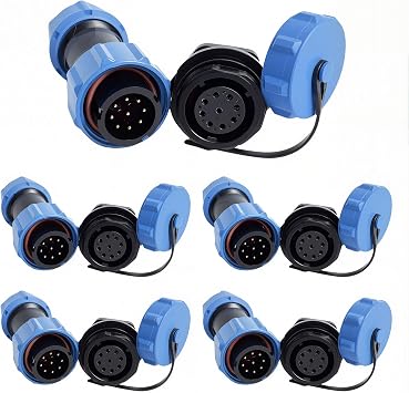5Sets SP17 2 3 4 5 7 9 10 pin Waterproof Connector,Waterproof Electrical Male and Female connectors Waterproof Electrical Wire Connector 9P