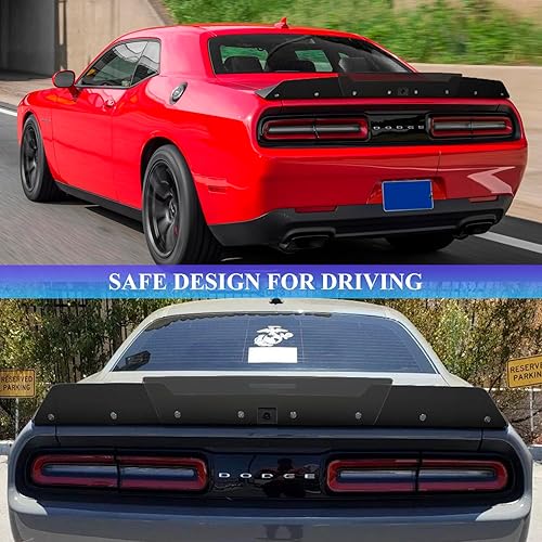 Miniatura 4 de Bonbo Rear WickerBill Spoiler Fits for Dodge Challenger 2015-2022 2023 SRT RT Hellcat Scat Pack with Back up Camera, 2-Piece Rear Wicker Bill
