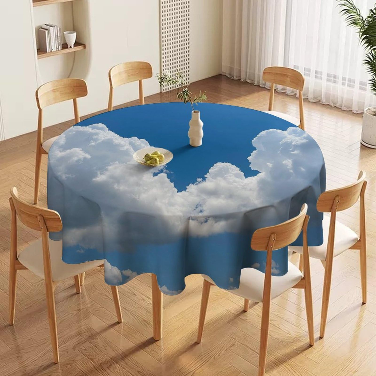 ORDOBO 3D Print Round Tablecloth - Beautiful Sky Fashion Waterproof Dust-Proof Table Cover For Dinner Kitchen Holiday Home Protect Table Decoration 177X177Cm