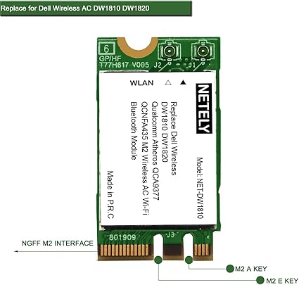 Amazon Dw1810 Qcnfa435 802 11ac 2 4ghz 150mbps 5ghz 433mbps ワイヤレスアダプター Bluetooth 4 1 Dell Wireless Dw1810 ワイヤレスネットワークアダプター 内蔵wi Fiカード M2ワイヤレスbluetoothアダプター Net Dw1810 Netely 無線lan ネットワーク機器