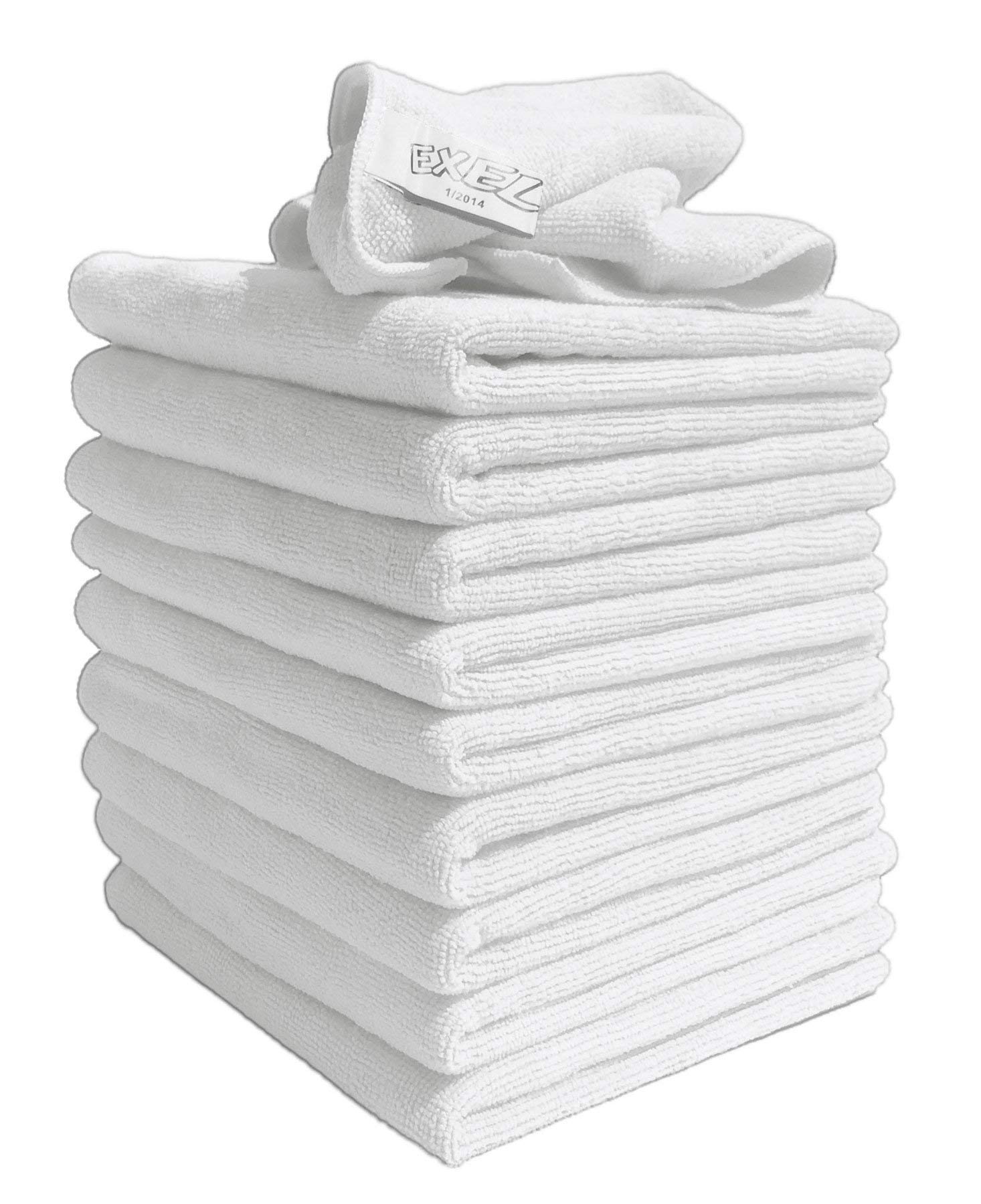 Exel White Microfibre Super Magic Cleaning Cloths For Polishing, Washing, Waxing And Dusting. Cleaning Accessories, (Pack Of 20)
