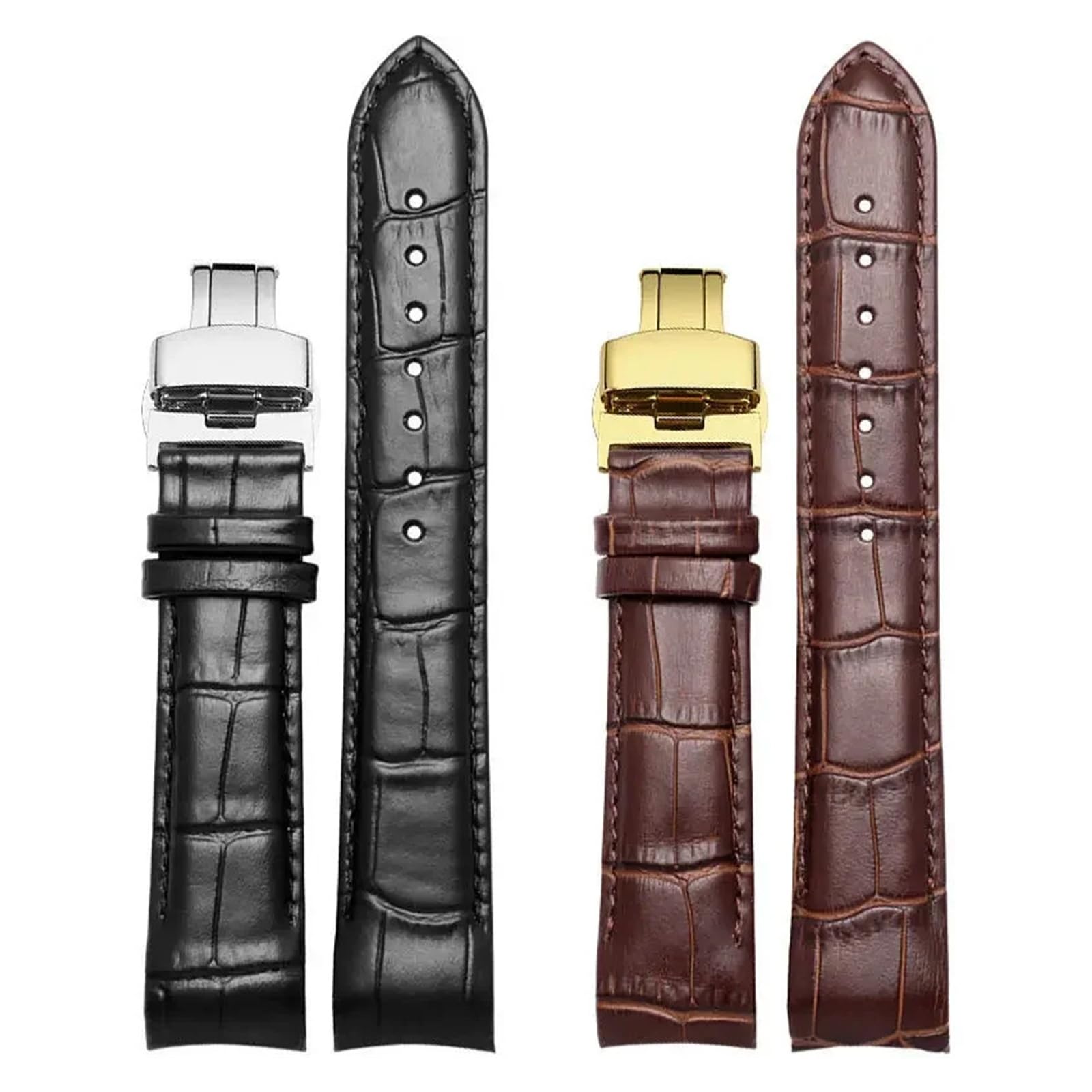 HMFang Compatibile con Cinturini for Orologi Tissot, Fibbia A Farfalla di Ricambio, Cinturino for Orologio in Vera Pelle di Vitello