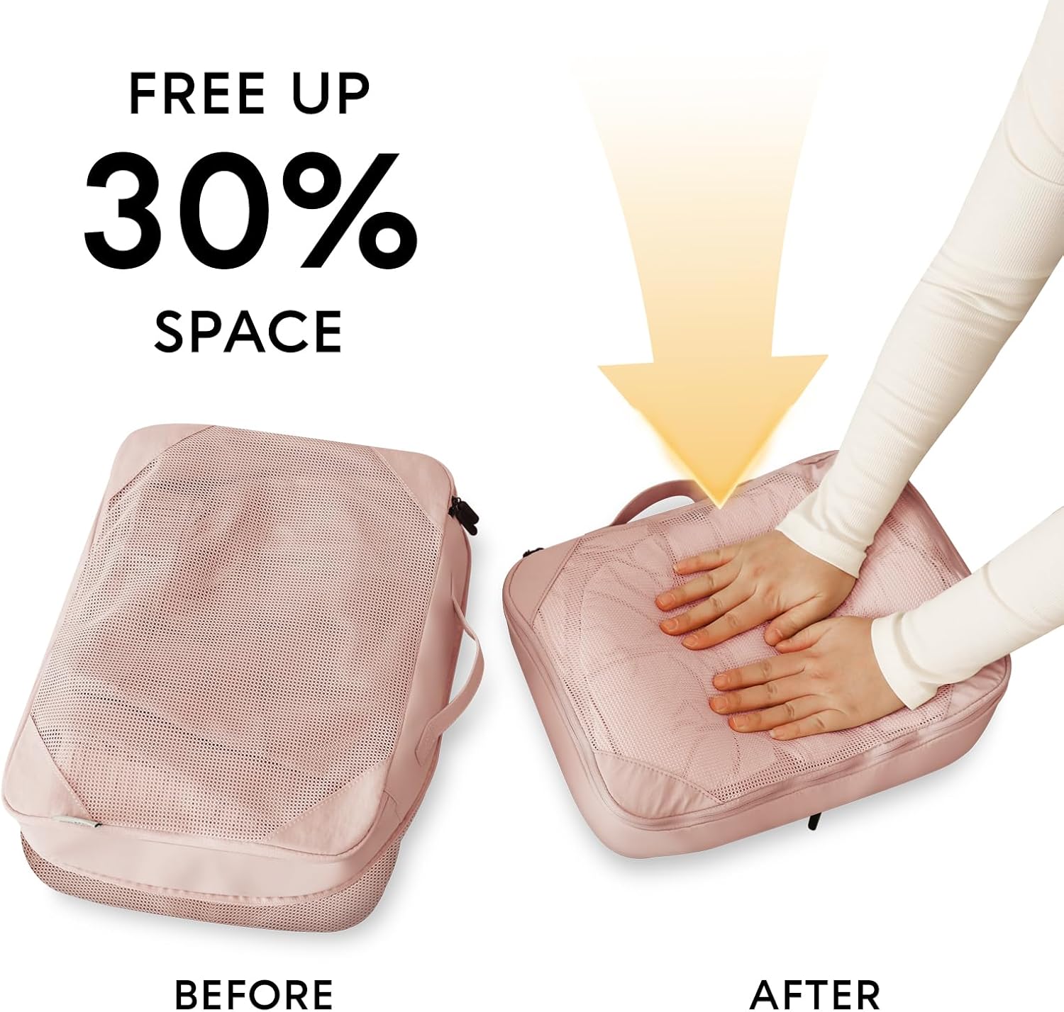 GIVLEFLY 6 Set Compression Packing Cubes for Travel, Lightweight Luggage Organizer Bags, Durable Travel Accessories for Suitcase Organization,Pink