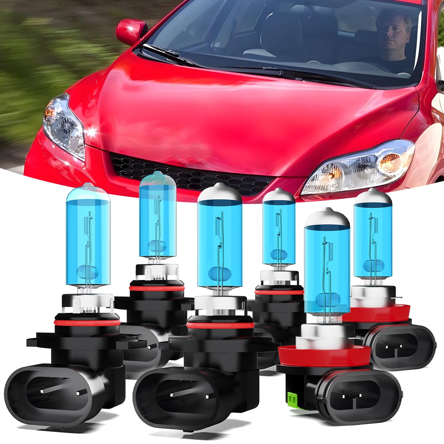 TTDBDAN Headlights Fit For Toyota Matrix 2009-2013 Halogen Headlight Bulbs,9005/HB3/H10 High Beam+ 9006/HB4 Low Beam+ h11 Fog Light Combo,Plug And