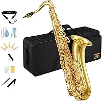 Vista 9 de Saxofón profesional Eastar alto dorado Mi plano Eb con kit de limpieza, estuche de transporte, boquilla, correa para el cuello, lengüetas, soporte