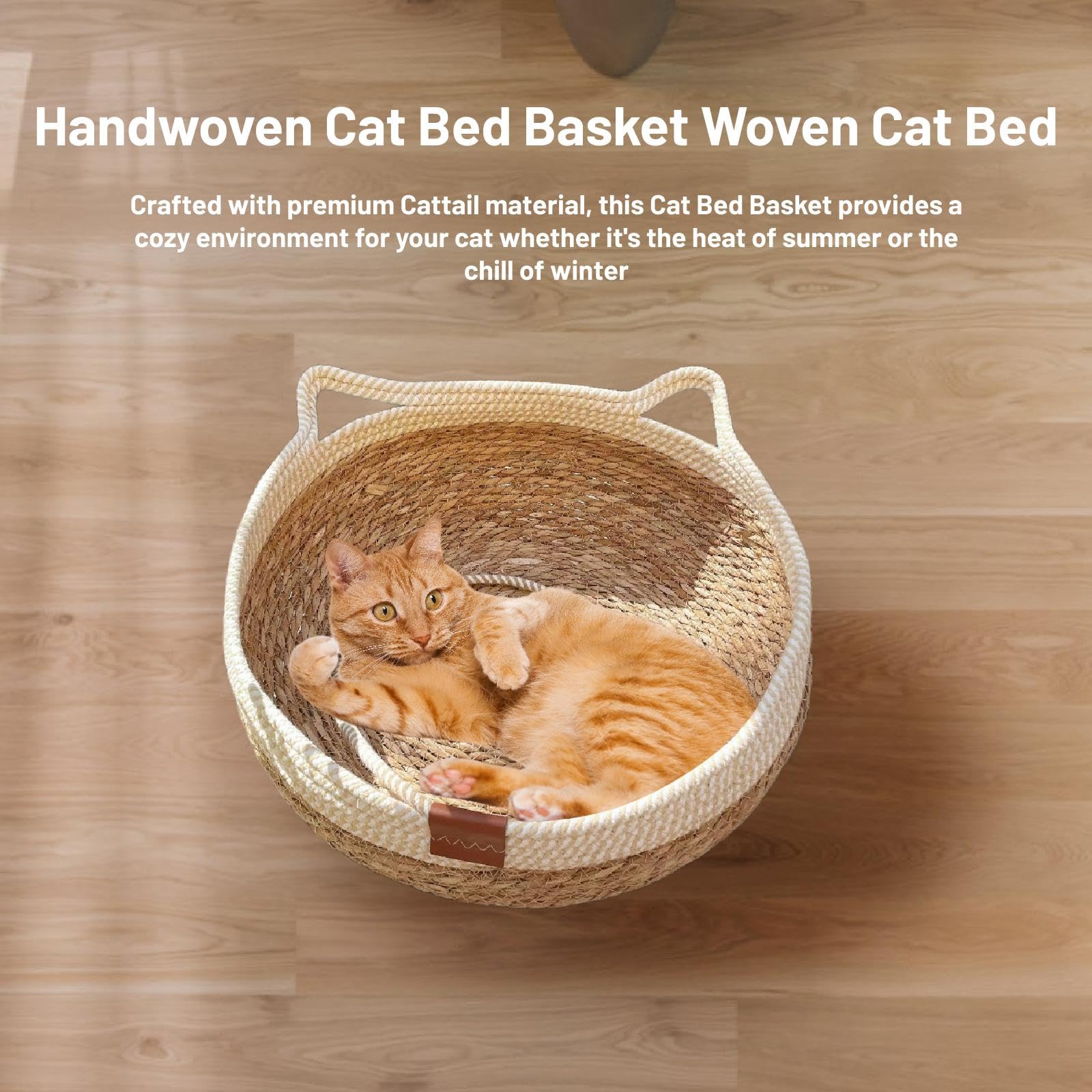 Panier en Osier pour Chat, Griffoir Intégré, Hamac pour Animaux de Compagnie, Facile à Entretenir, M