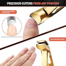 BEZOX Ergonomic Angled Head Thick Toenail Clipper for Seniors - Large Nail Clippers for Thick and Ingrown Nails with Metal Nail File, Premium Nail Cutter Fingernail Clipper for Men and Women - Golden