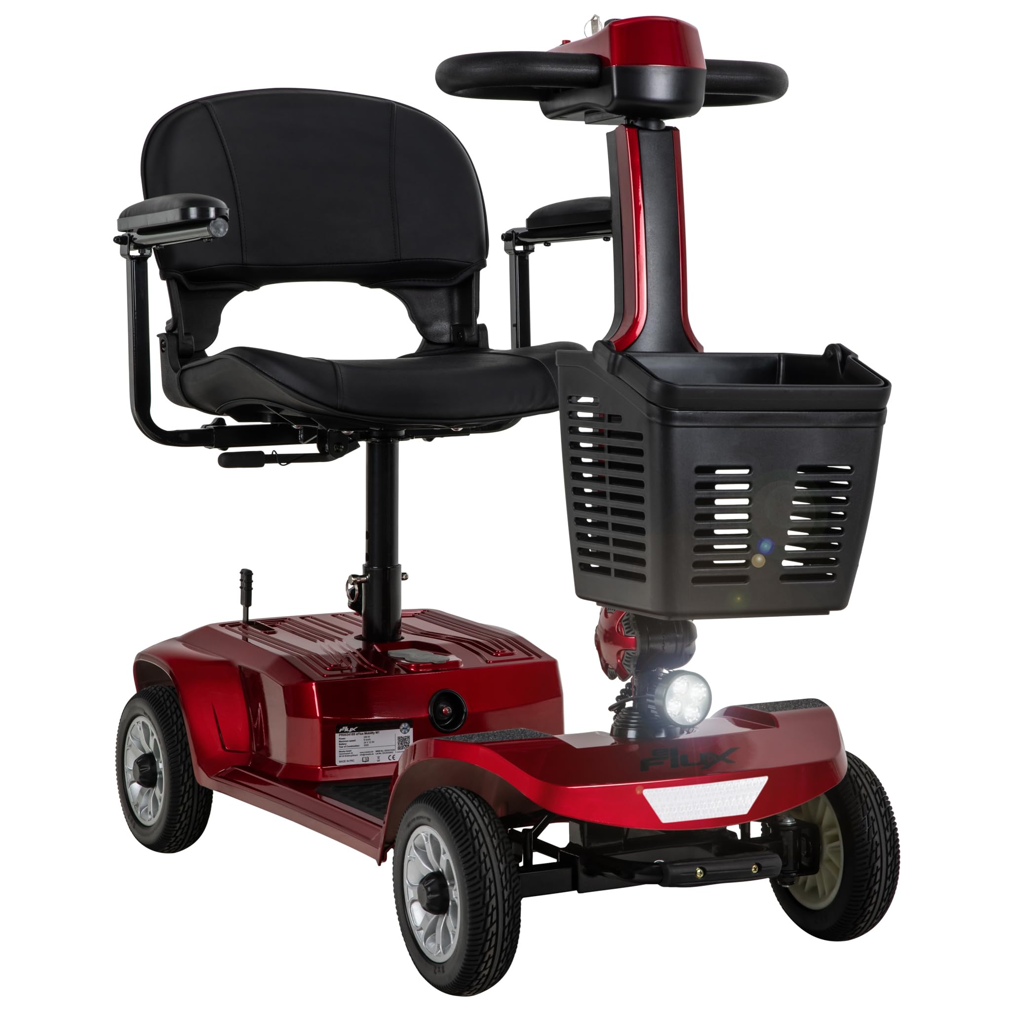 eFlux Seniorenmobil M1 | Elektromobil für Senioren klappbar - Bis 20 km Reichweite - Rollator - Rollstuhl elektrisch - Elektrorollstuhl - Seniorenroller (Rot)