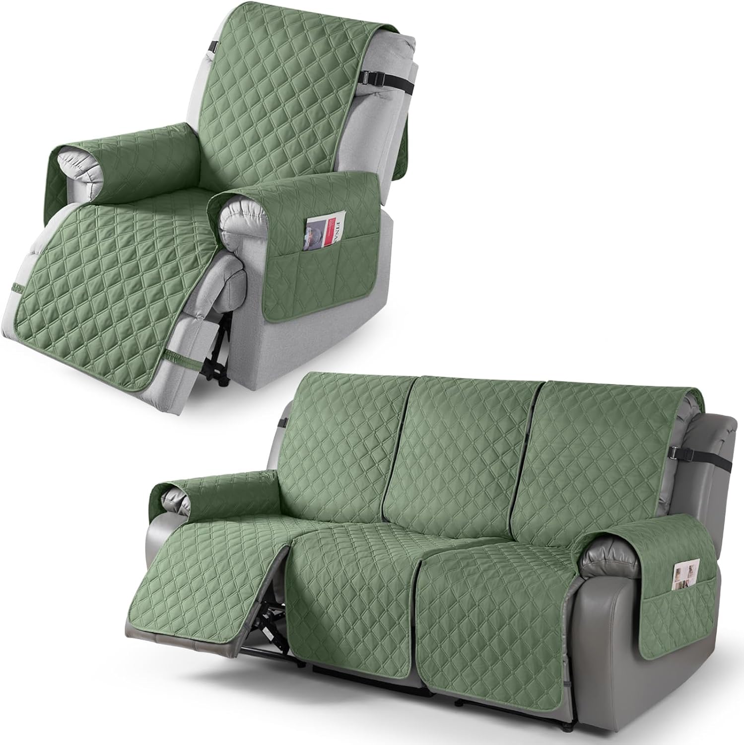 TAOCOCO 100% Waterproof Recliner Chair Cover & Recliner Couch Cover(Moss Green)