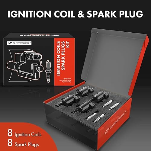 Miniatura 10 de A-Premium Juego de 8 bobinas de encendido (rojo) y bujías de iridio compatibles con Chevrolet Silverado GMC Sierra 1500 2500 Tahoe Yukon Buick
