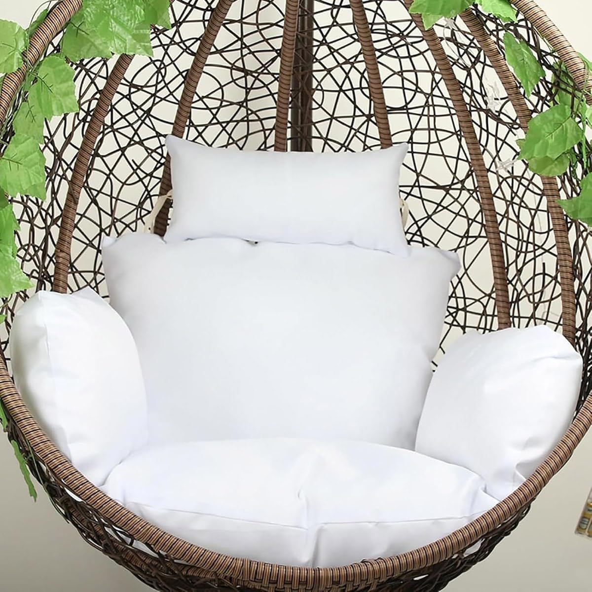Hanging Basket Chair Cushions, Waterproof Egg Chair Cushion, for Outdoor Indoor Patio Garden Hammock Seat Back Pad(White)