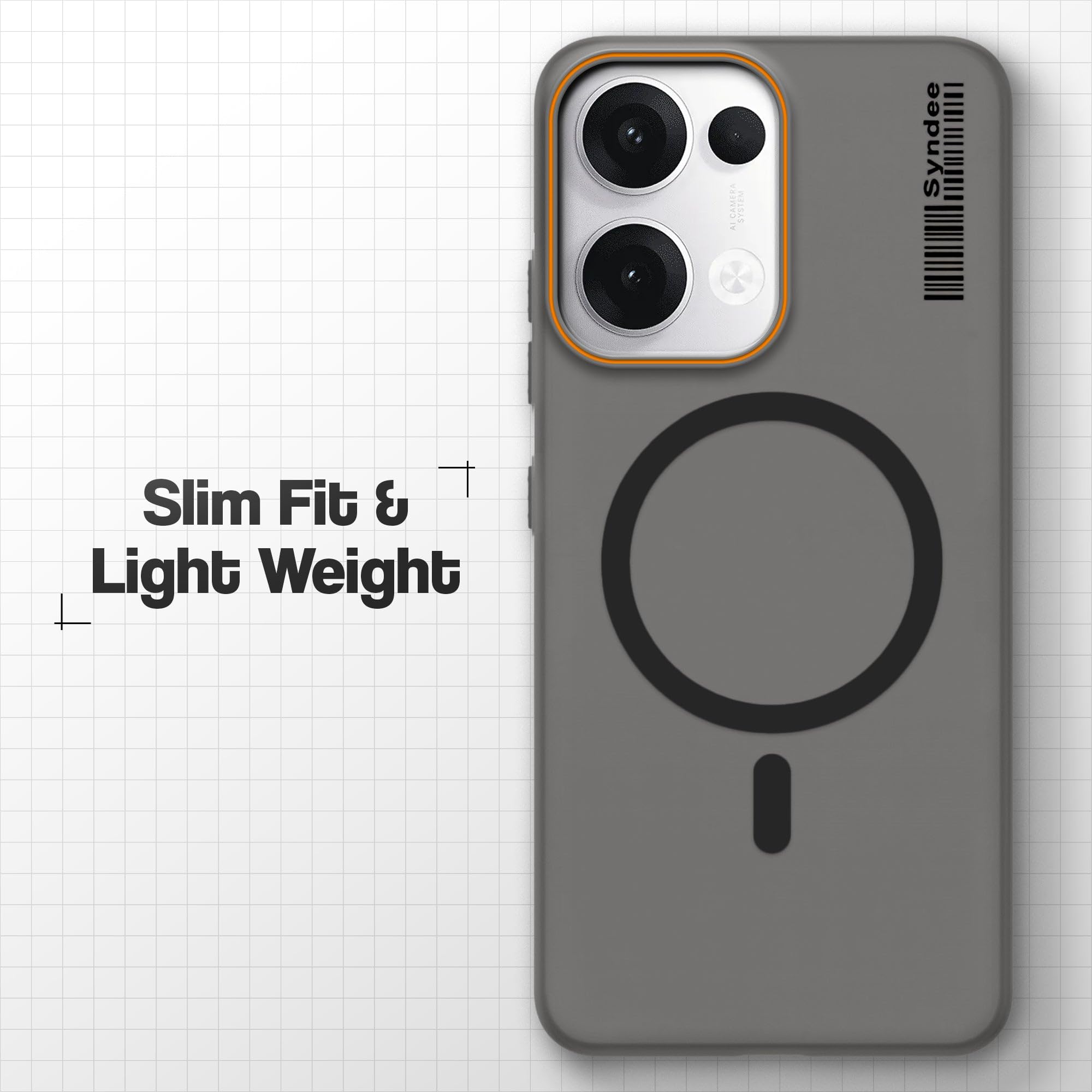 DL3 Mobilak Case Back Cover for Oppo Reno 13 5G/Reno13 5G, Sleek Frosted Translucent Back Only Compatible with Wireless Magnetic Accessories | Anti-Scratch Shockproof Phone Case (Black)
