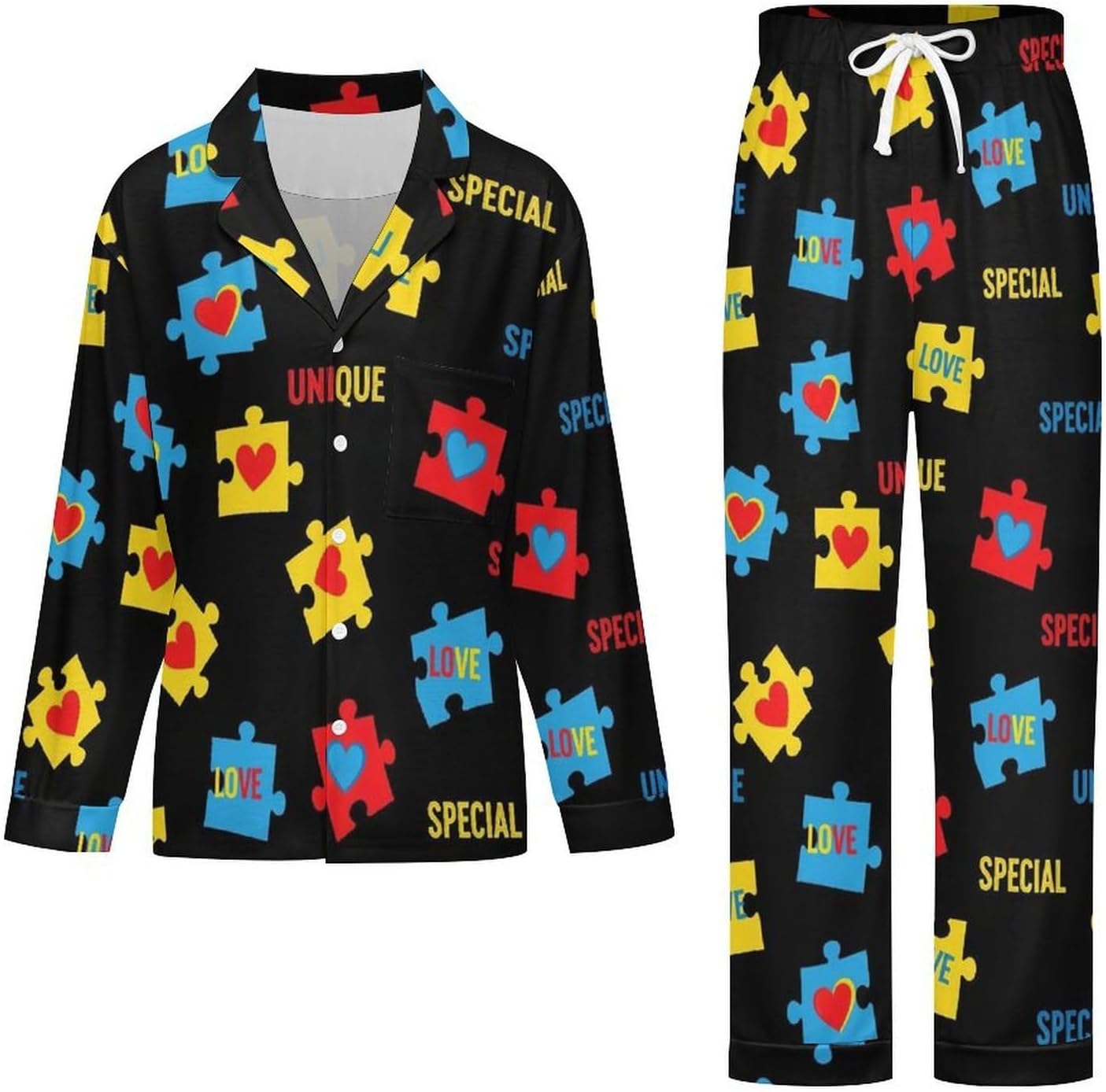 Women Button Down Pajama Set, Long Sleeve Pajama Top and Pajama Pants