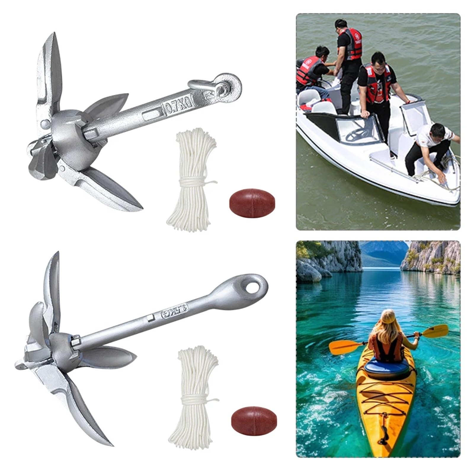 Festmacherleine, 0,7/1,5 kg Boots mit 65 Fuß Marineseil und Bojen Marine for Kanus, Paddelbretter(0.75kg)