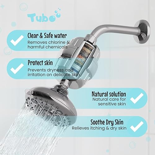 Miniatura 3 de Tubo Filtro de ducha de 20 etapas, elimina hasta el 99% del cloro, metales pesados y otros contaminantes, mejora la piel y el cabello, instalación