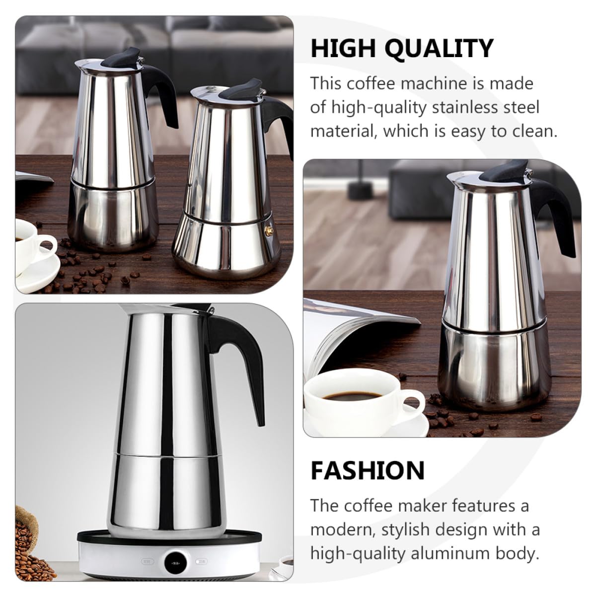 Cafetera y Portátil para 12 Tazas de Acero Inoxidable Eléctrica Diseño Moderno y Mango Frío Preparación Rápida para Uso U Oficina