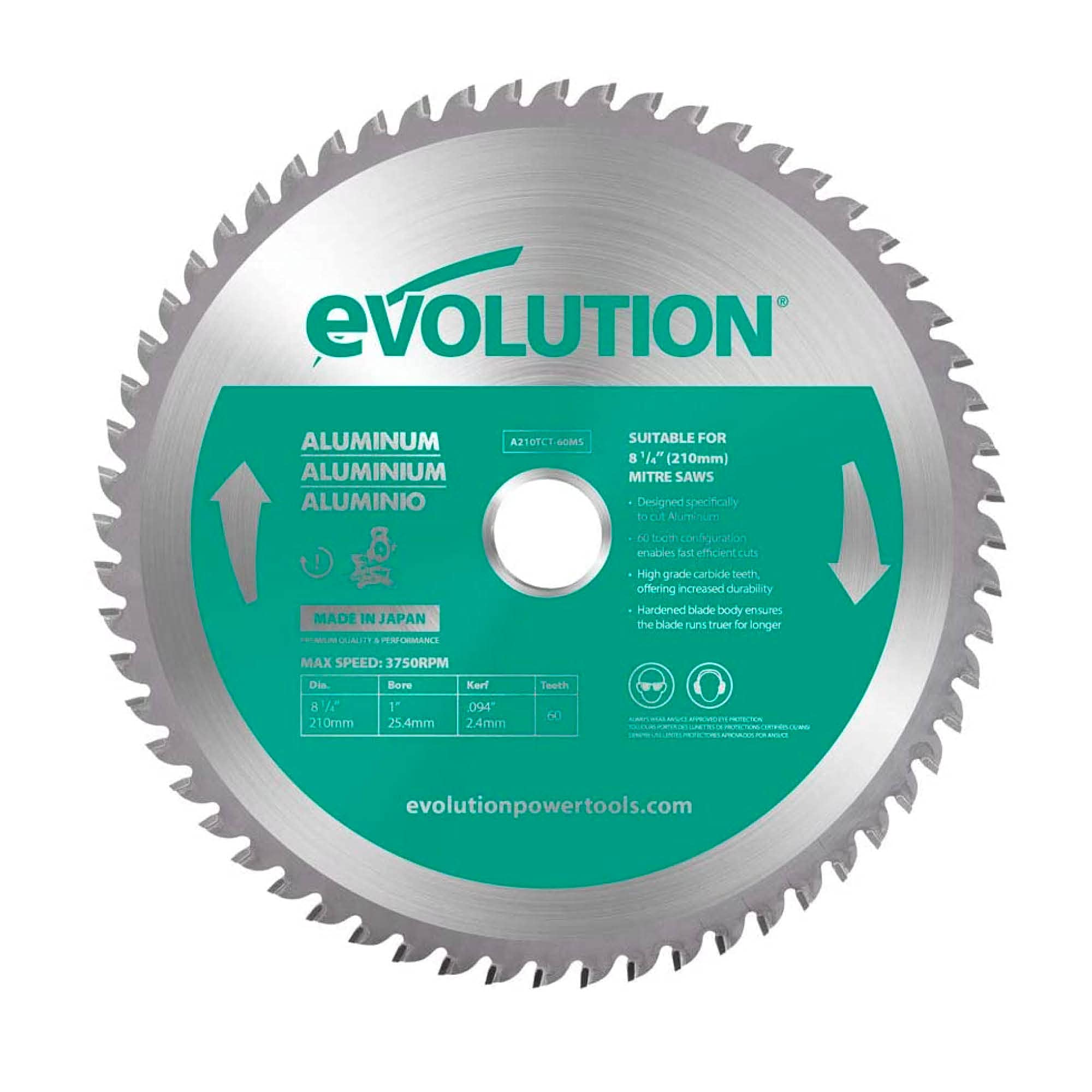 Evolution A210Tct-60Ms Aluminium Cutting Mitre Saw Blade 210 X 25.4mm X 60T from B&Q