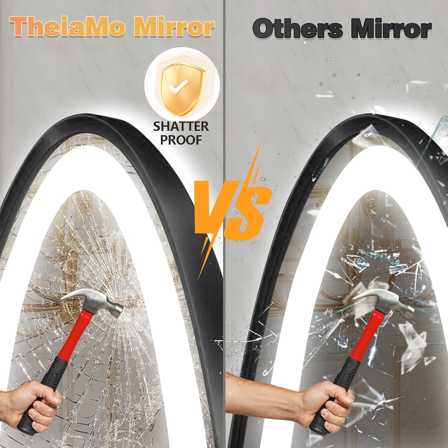 Oval LED Full Lenght Mirror, 48"×16" Long Mirrors Wall Mounted with Black Frame, Oval LED Full Body Mirrors 3 Colors, Adjustable Brightness, Shatter-Proof, Deco for Salon/Bedroom/Living Room