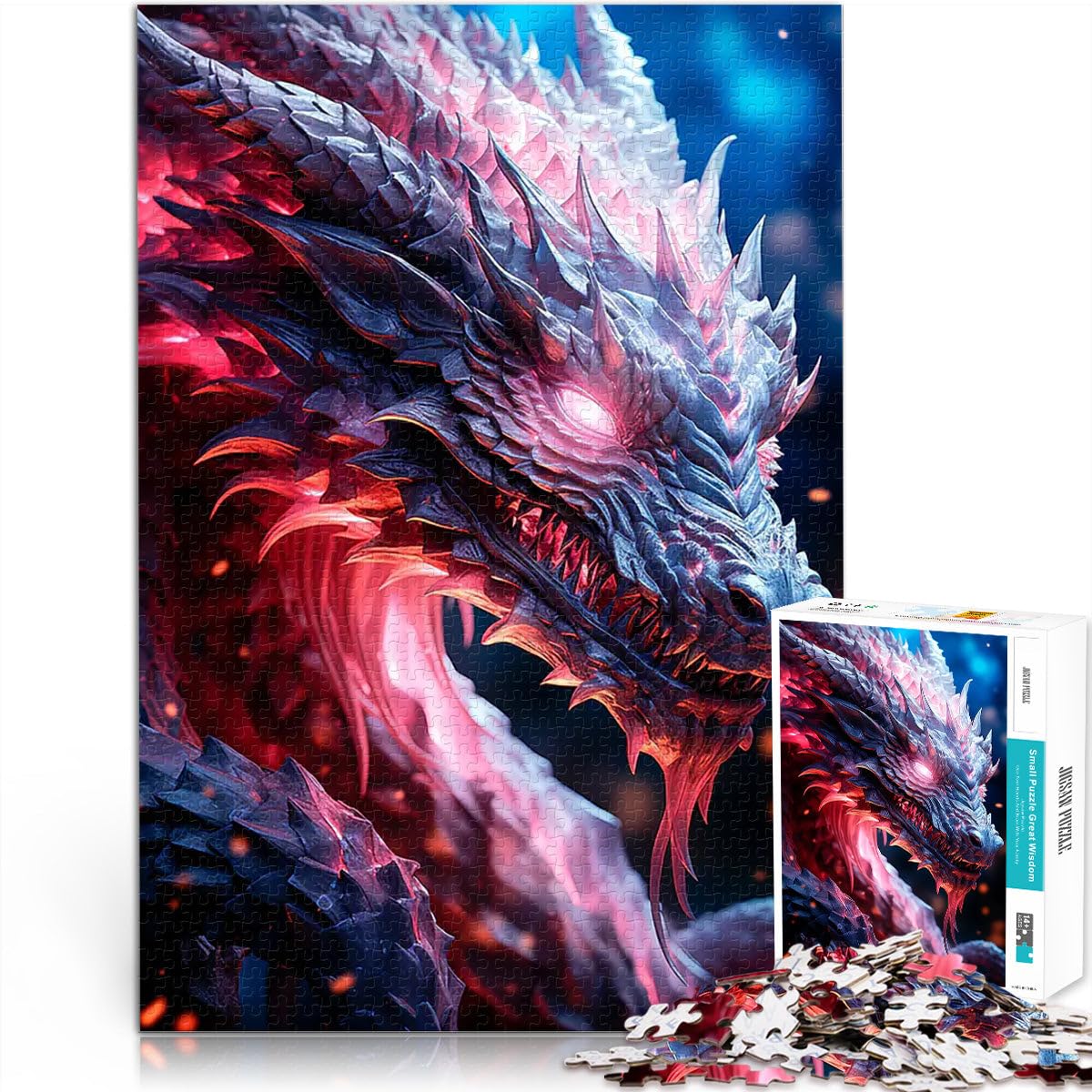 1000 Pieces Puzzles for Adults Epic Flare Dragon Dekomprimierendes intellektuelles Lernspielzeug Lustiges Geschenk38x26cm
