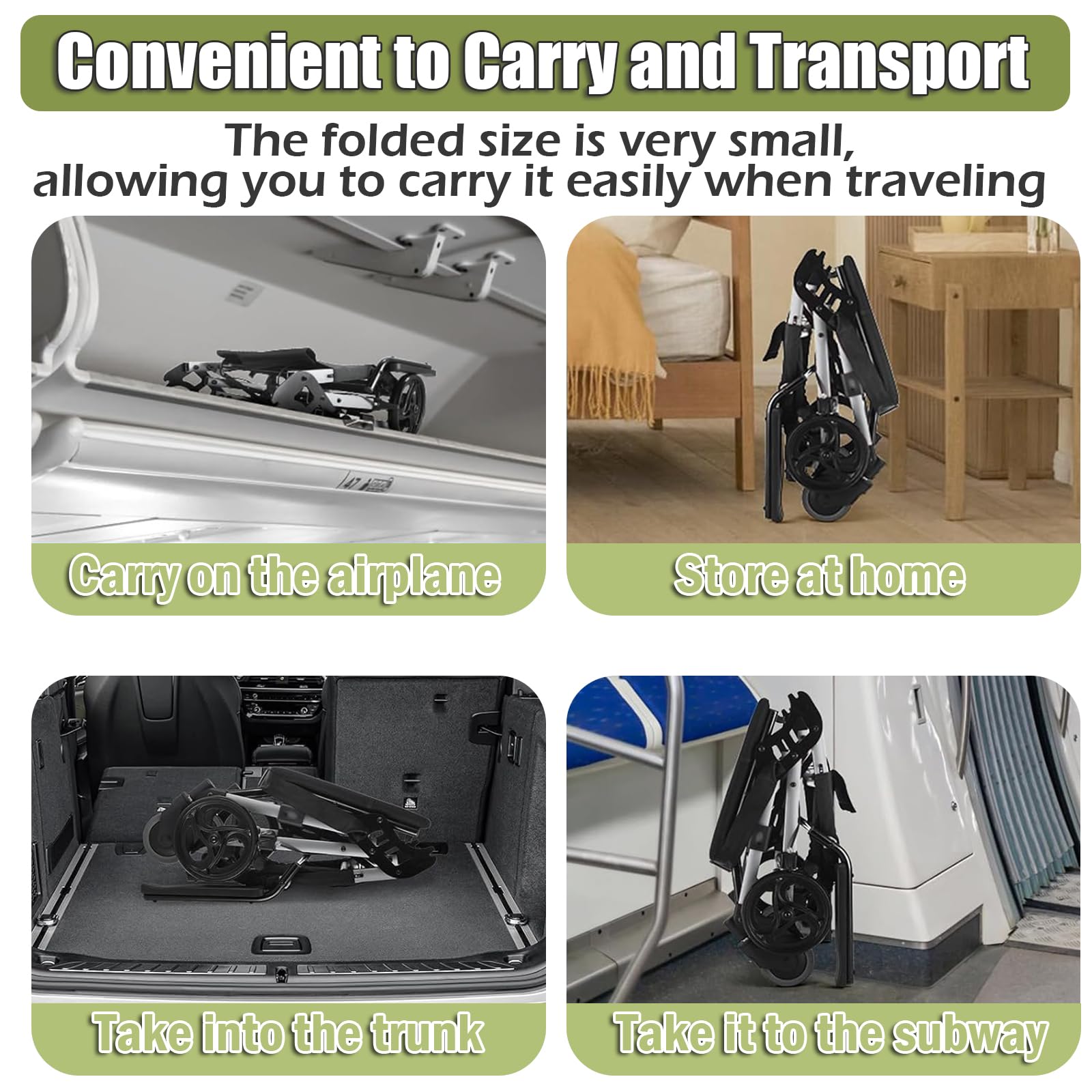 Silla de Ruedas de Transporte Ultra Ligera (Solo 18 LB), Portátil para Viajes, para Adultos y Personas Mayores, Silla de Ruedas de Aluminio Plegable para Ancianos,Aluminum Alloy Model