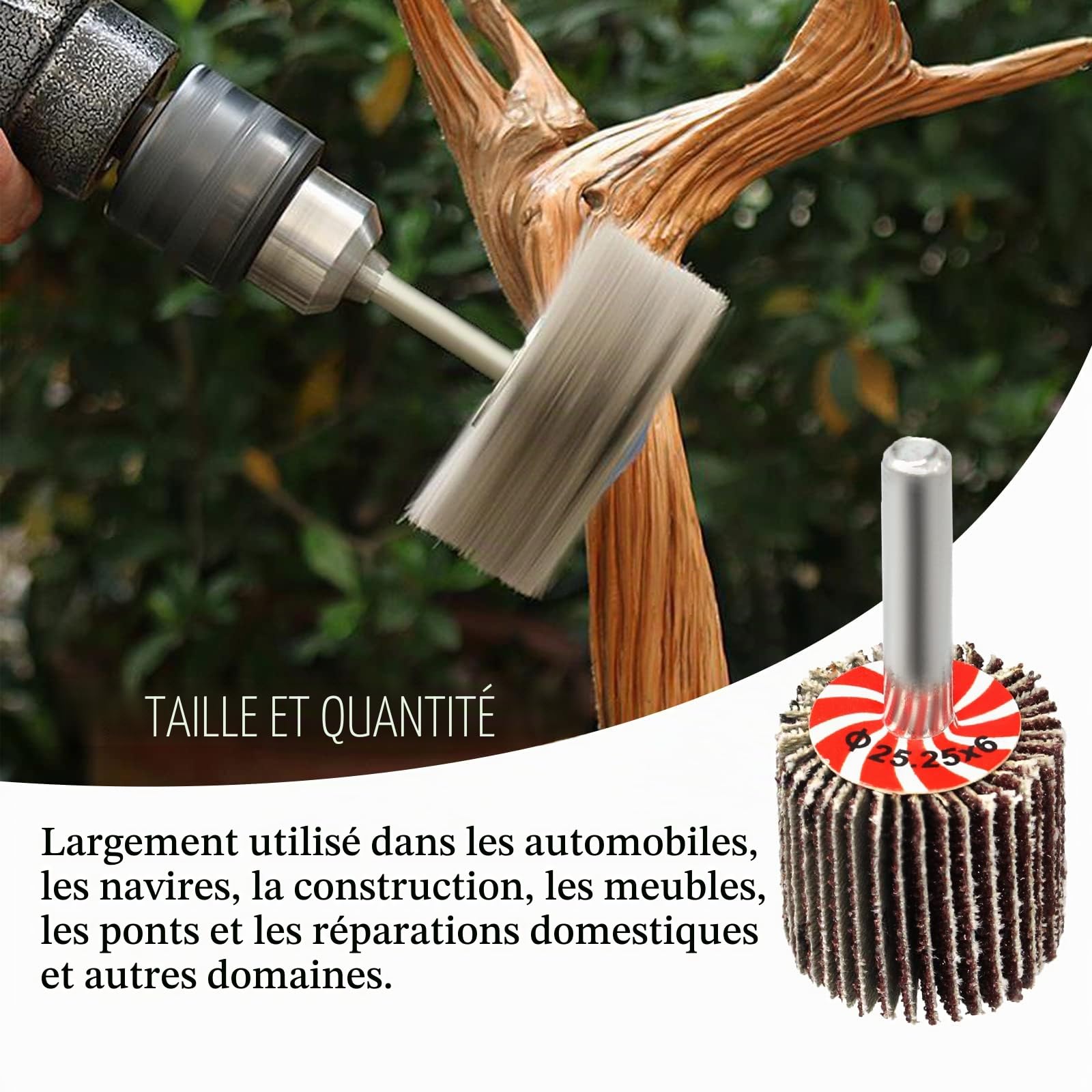 20 Pcs Roue à Lamelles,Polissoir à Lamelles 10 Tailles,80 Grains Abrasif Roue de Polissage,Jeu de Meuleuses à Lamelles pour Outils Rotatifs Dremel