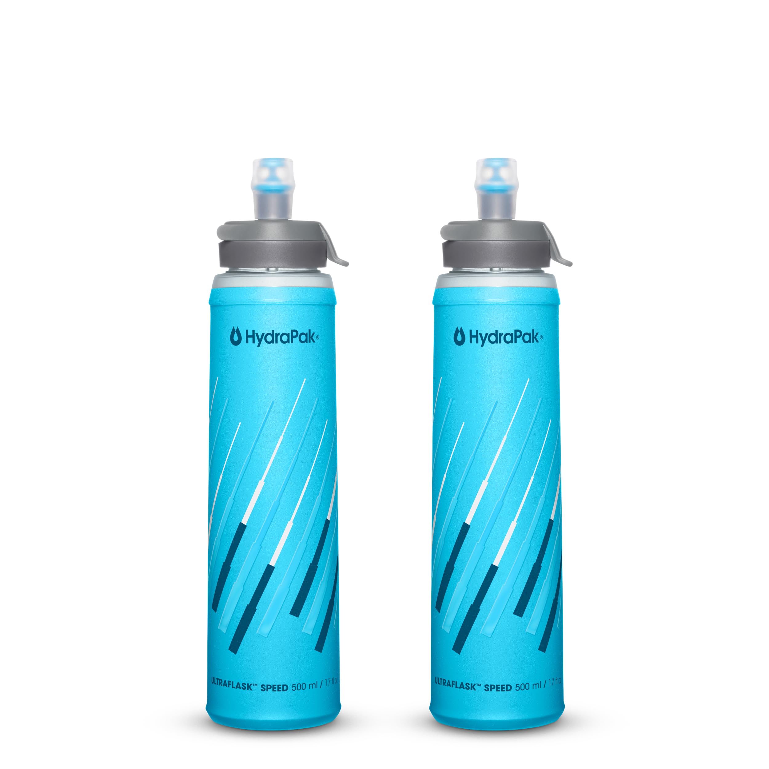 HydraPak UltraFlask Speed 500 ml 2er-Pack – Faltbare Trinkflasche für Trinkwesten und Laufrucksäcke mit leicht zu öffnendem Verschluss (500 ml)
