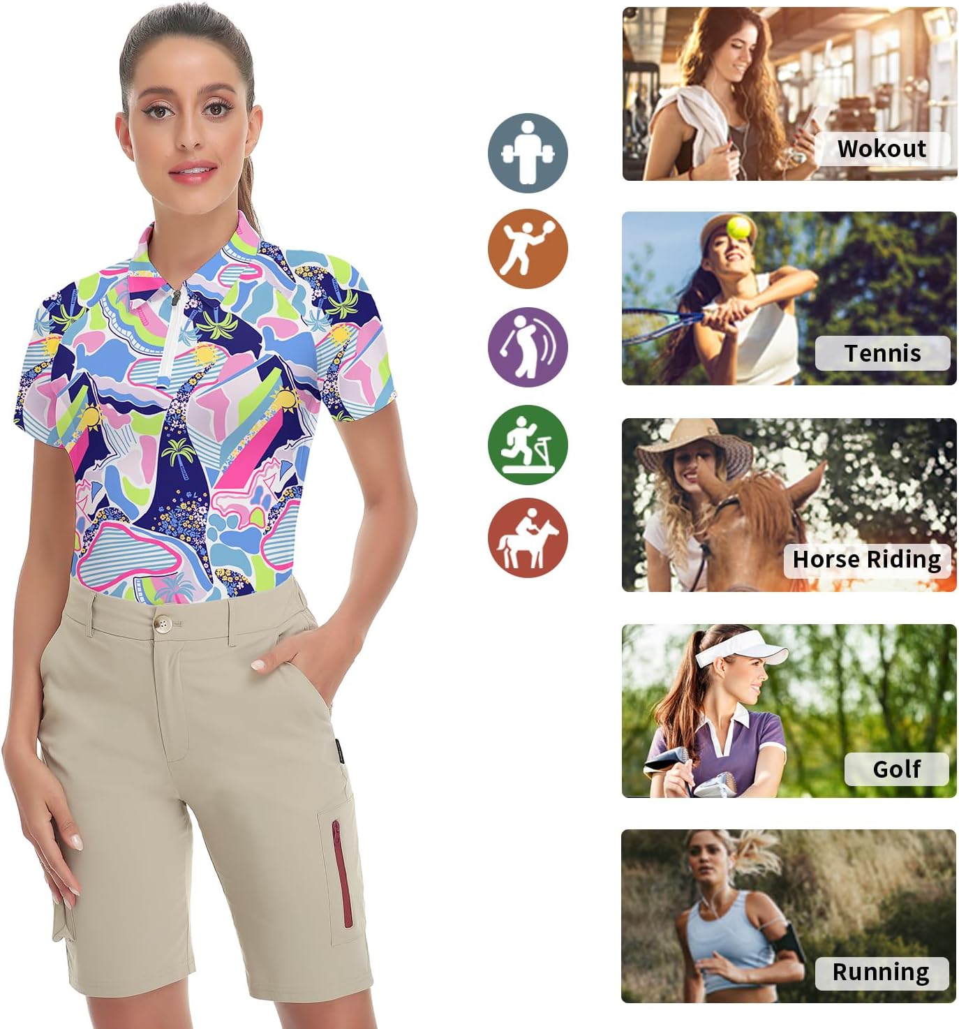 Soneven Women's Short Sleeve Golf Shirt Moisture Wicking Athletic Golf Polo Shirts Tennis Shirts Dry Fit - Image 5