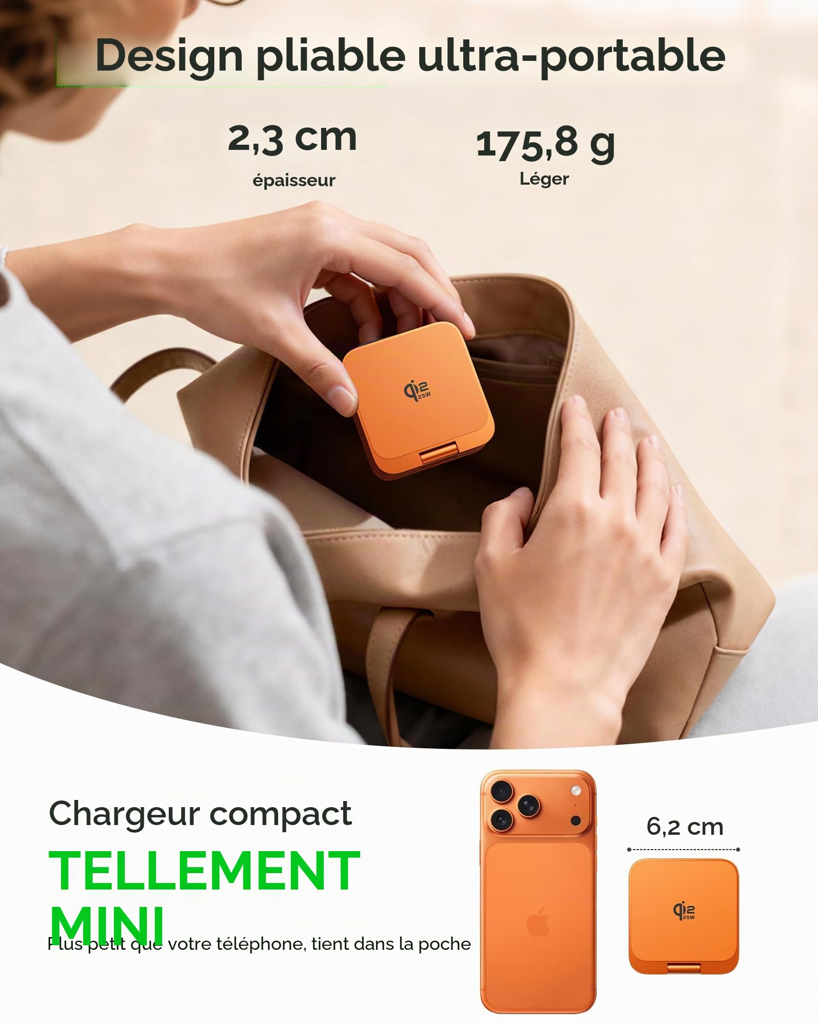 LULULOOK Qi2.2 - Station de Charge 3 en 1 - en Aluminium - MagSafe - avec Charge Rapide de 25 W - Pliable - pour 17 Pro Max/17 Pro/17 Air/17, 5 W - pour Apple Watch 11, AirPods