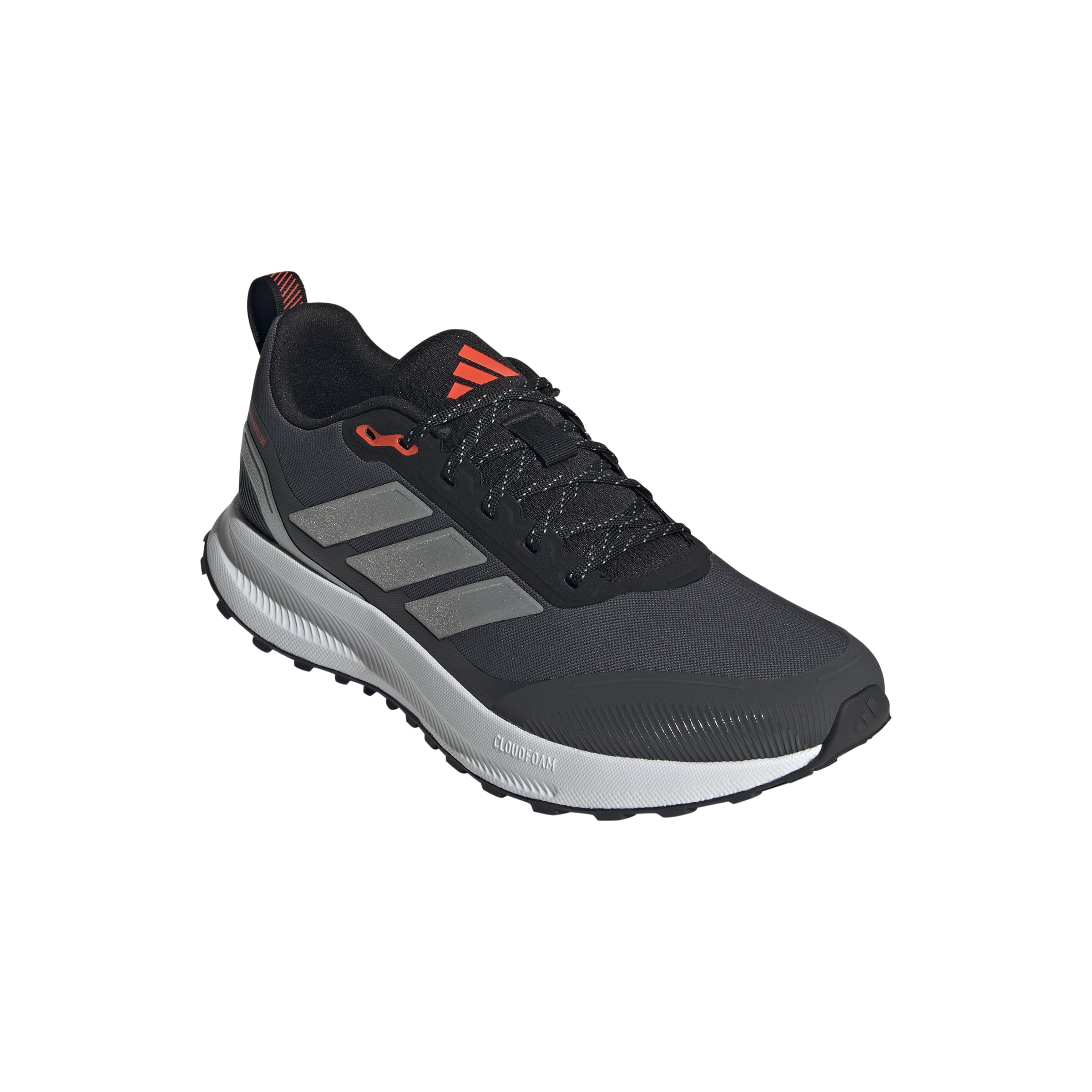 adidas Men's Run Falcon 5 Trail Sneaker, Black/Silver Metallic/Carbon, 12