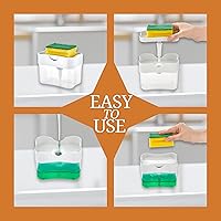 Vista 5 de HEFA Dispensador de jabón para platos y soporte de esponja para fregadero de cocina, dispensador de jabón para lavar platos, esponja para platos