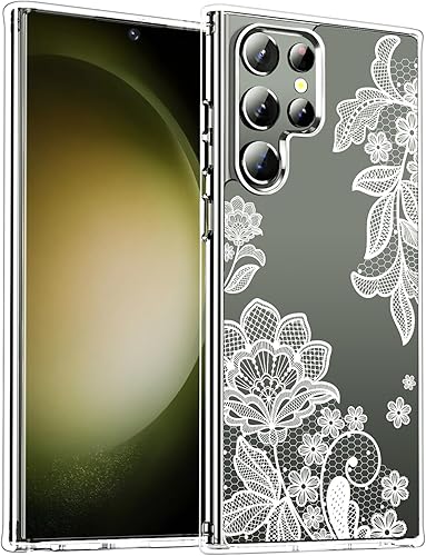 ANNGELAS Funda para Samsung Galaxy S23 Ultra Protección contra caídas y arañazos Diseño floral de moda TPU duradero suave y ligero para mujeres