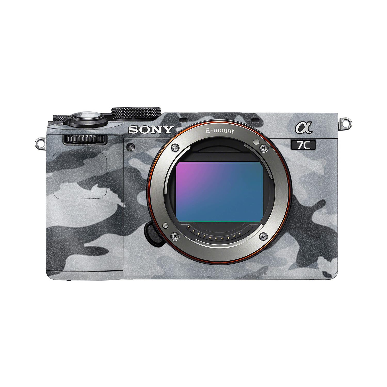 Glossy Glitter Camera Skin Compatible with Sony A7C Mark II (2023) - Gray Camouflage - Premium 3M Vinyl Protective Wrap Decal Cover - Easy to Apply | Crafted in the USA by MightySkins