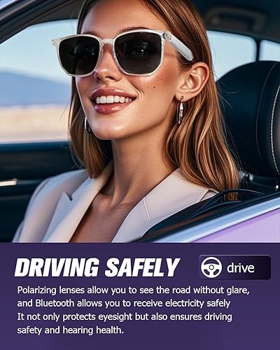 Miniatura 7 de Lentes de sol inalámbricos Bluetooth para hombres y mujeres, polarizados, lentes de sol inteligentes, auriculares de audio Bluetooth con altavoces