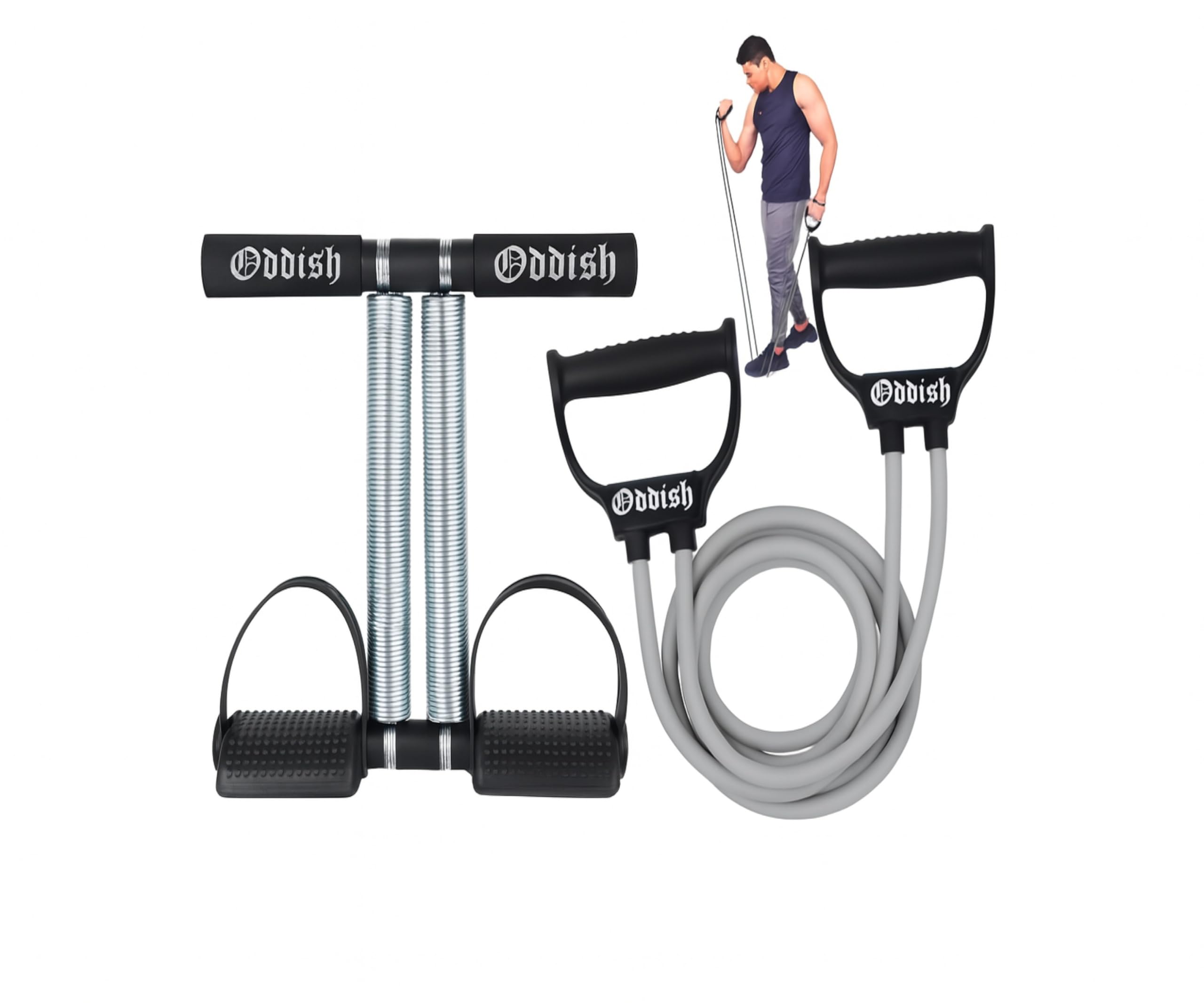 ODDISH; way to fitness Double Spring Tummy Trimmer with Resistance Tube Combo Pack | Heavy-Duty Home Gym Equipment for Men & Women | Ab Exerciser, Waist Reducer, Body Toner Fat Booster