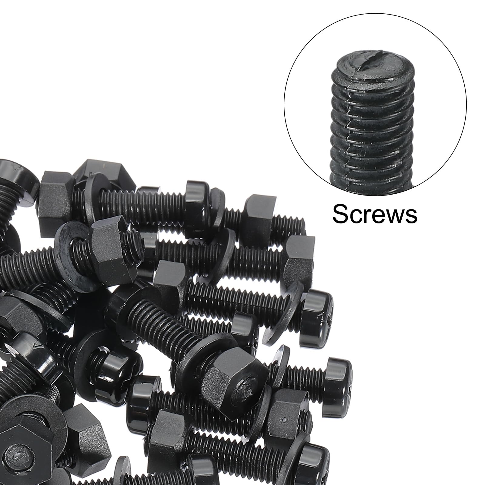 PATIKIL M6x25mm Black Nylon Bolts Plastic Nuts Full Thread Head Screws, 24 Pcs, M6*25mm - Image 4