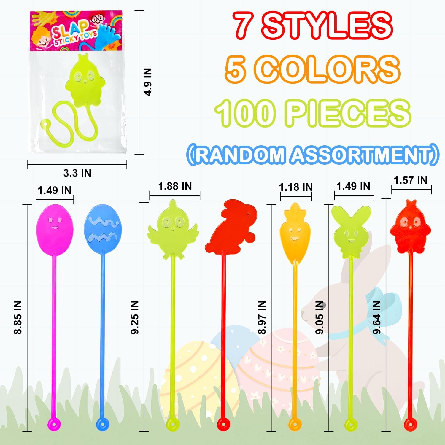 Non Candy Easter Basket Egg Stuffers Fillers Bulk for Toddlers 100 Pack, Easter Sticky Hands Toys for Kids, Small Party Favor Hunt Supplies Classroom Gifts Prize Goodie Giveaways Trinkets for Boy Girl