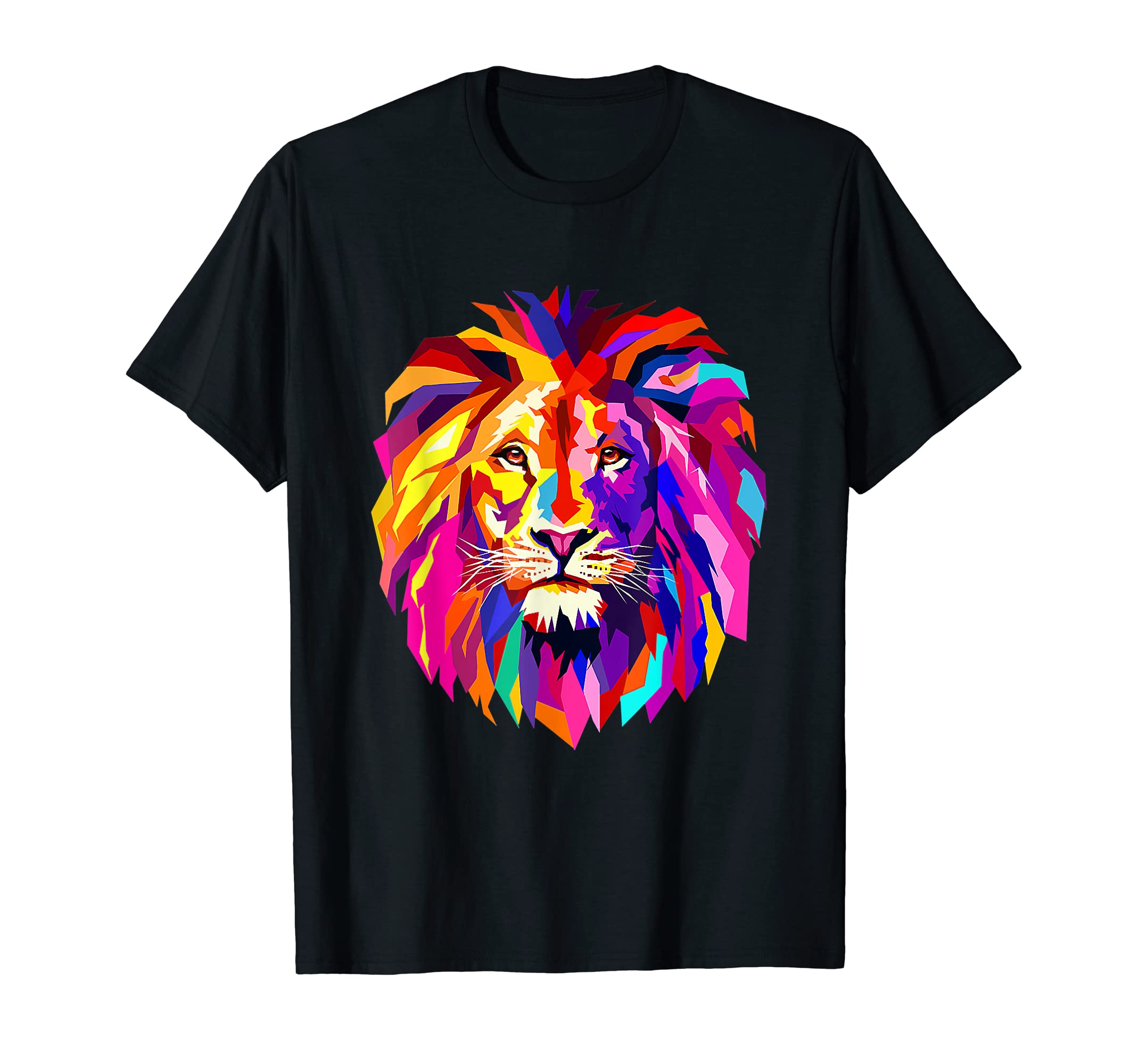 Cool Lion Head Design With Bright ColorfulT-Shirt