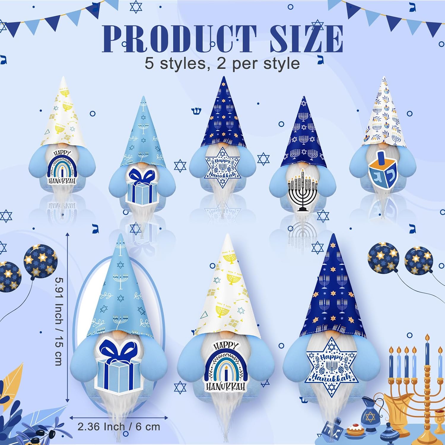Jenaai 10 Pcs Patriotic Gnomes Xmas Ornaments with Appreciation Cards Christmas Holiday Gnomes Plush Tray Table Decor for Patriotic Party Favor Home Office Desk